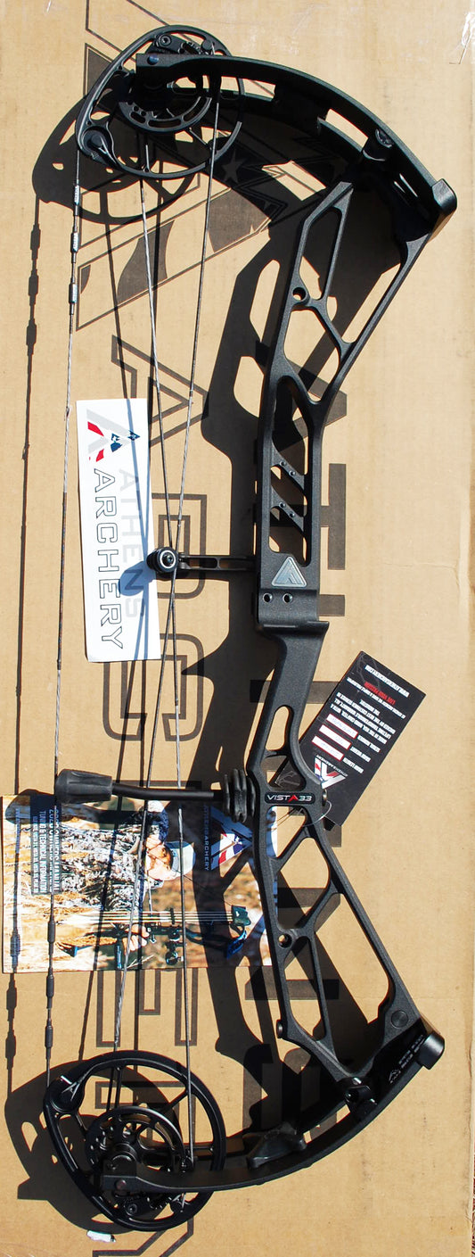 Athens Vista 33 Archery Compound Bow Black 70 lb 27 - 31 draw Left Hand 2023 FREE CASE