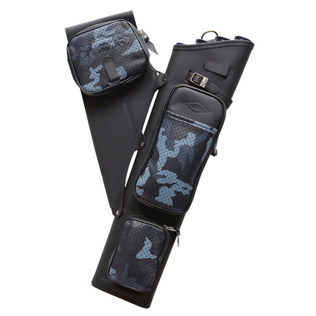 Neet NT-2300 Leather Target Quiver Black with Blue Camo Pockets RH