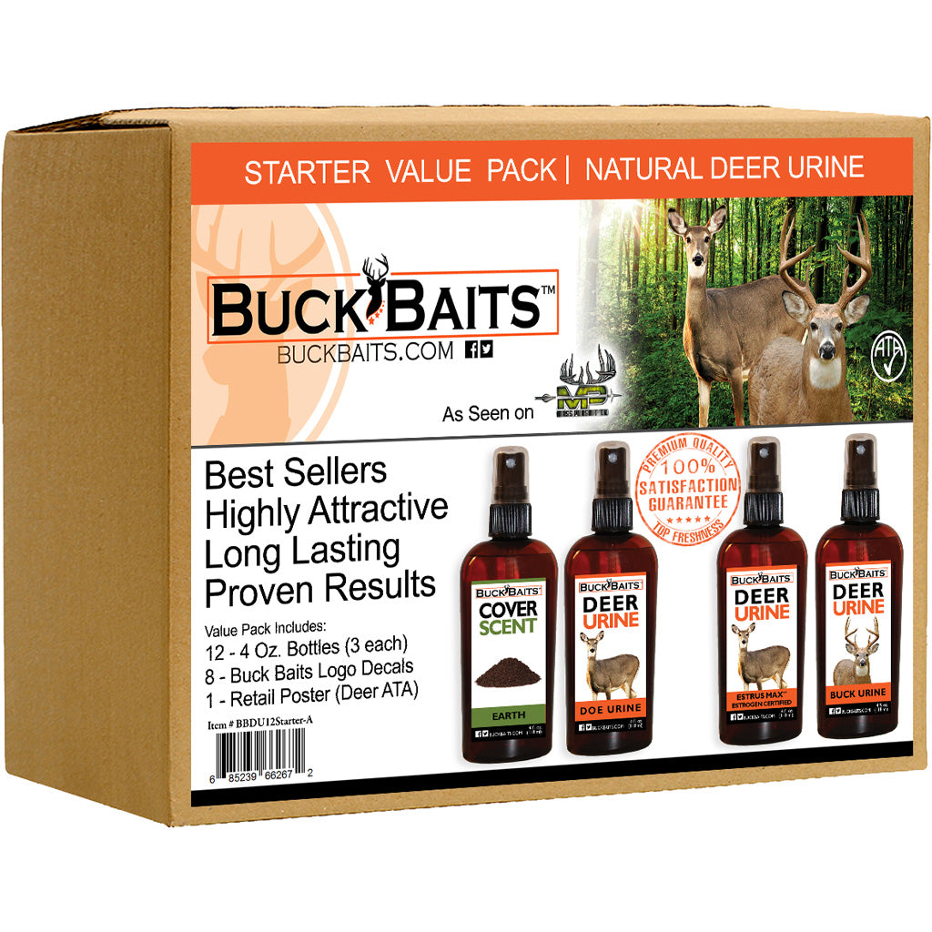 Buck Baits Starter Kit Doe/Estrus Max/ Buck/ Earth Cover 3 oz. ea.